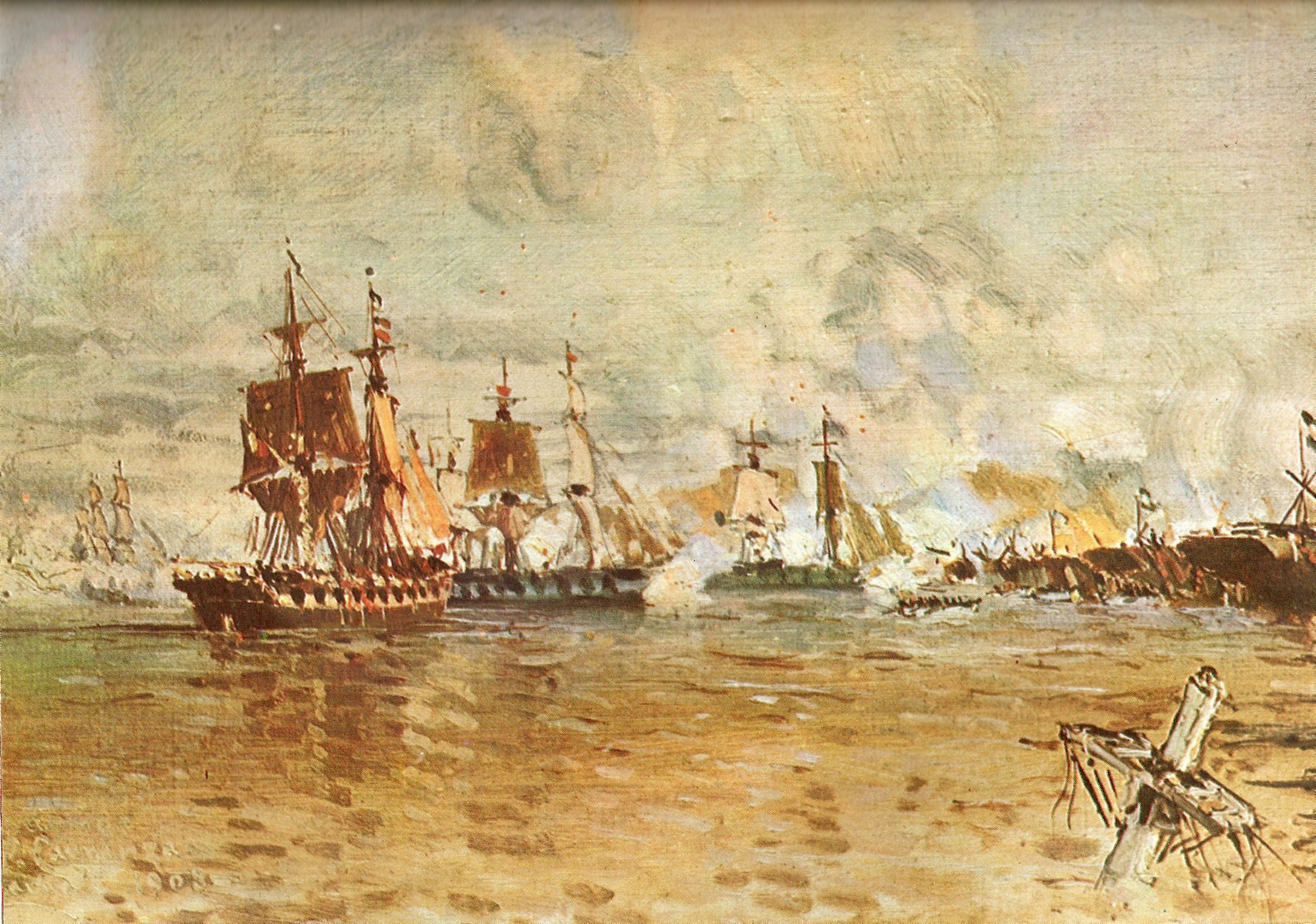 Las naves francesas estacionadas en el Río de la Plata bloquearon el puerto de Buenos Aires a fines de marzo de 1838.