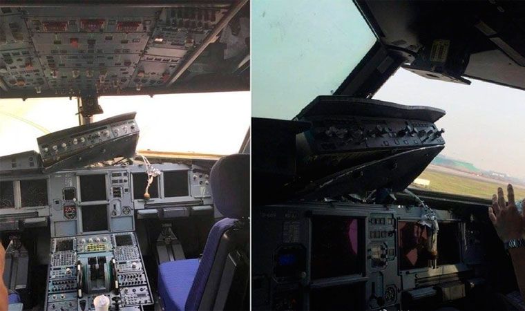 Estalló el parabrisas de un avión y el copiloto quedó colgado a 10 mil metros de altura.