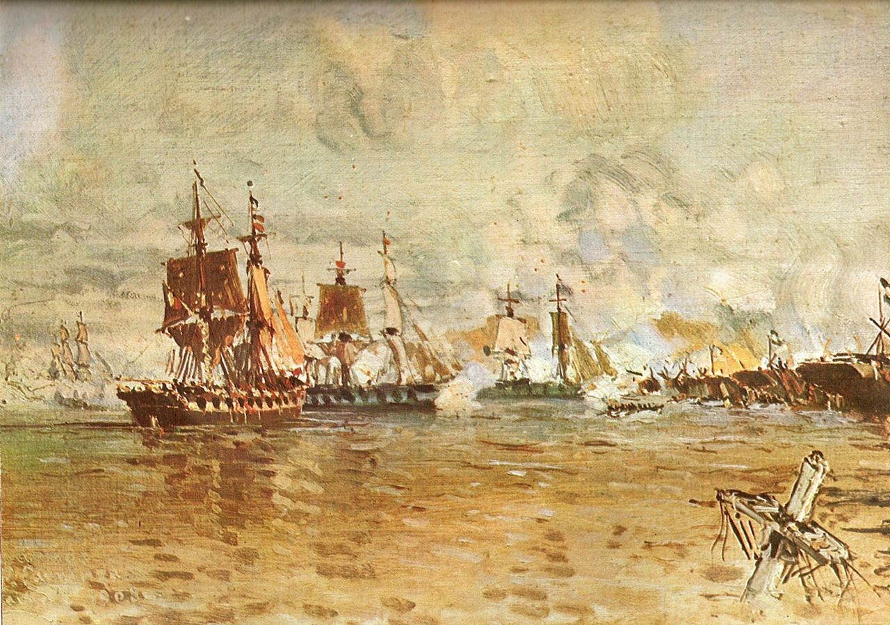 Combate de la vuelta de Obligado en el río  Paraná, entre las tropas argentinas y las invasoras anglofrancesas.