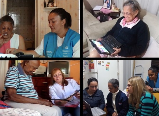 Pruebas de la aplicación que realiza seguimiento de ancianos con depresión. (Foto: Agência Fapesp)