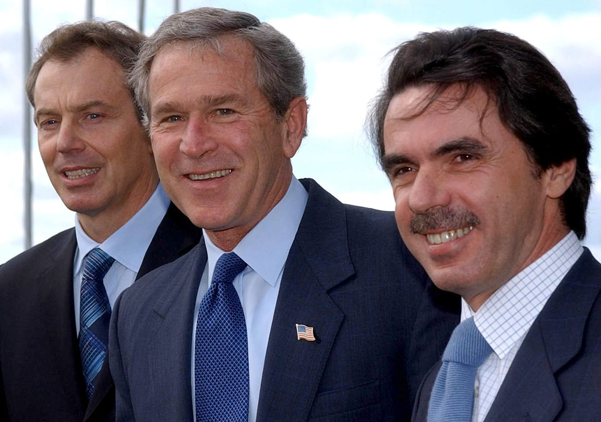 Blair, Bush y Aznar, ejemplos del neoconservadurismo.