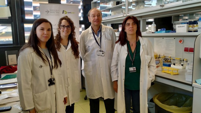 De izquierda a derecha: Aida Falgas, Isolda Casanova y Ramon Mangues. (Foto: Yaiza Nuñez - Ciber-BBN / Sant Pau)