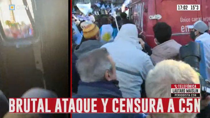 Manifestantes de la marcha del Campo + Ciudad agredieron a trabajadores de CN5.