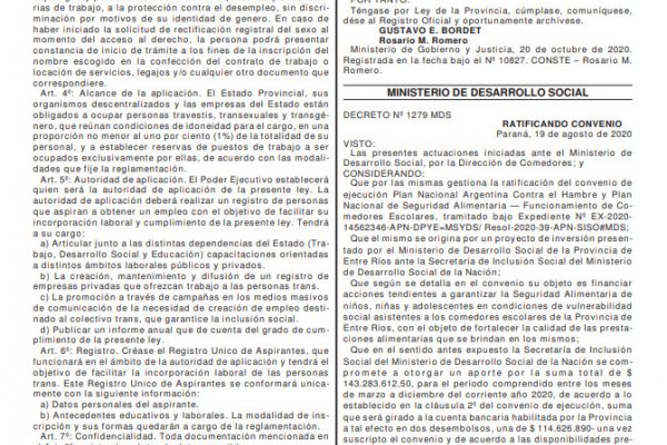 La norma se publicó en el Boletín Oficial.