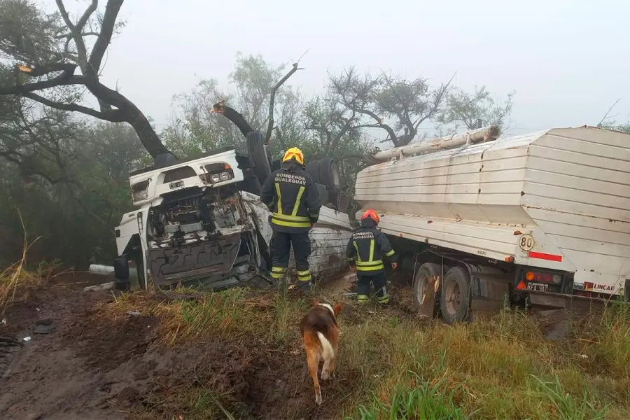 Camión despistó y volcó en ruta 12