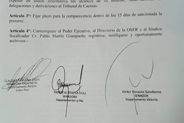 Senadores buscan interpelar al presidente de Oser.
