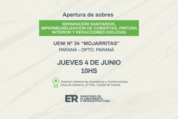 Abrirán los sobres para mejoras edilicias en la Ueni