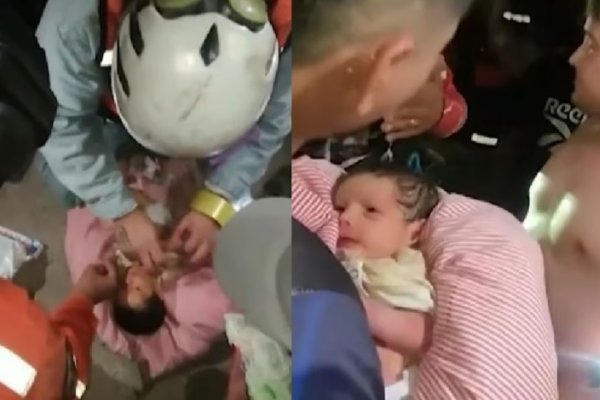 Un bebé de 18 días sobrevivió más de 30 horas bajo los escombros