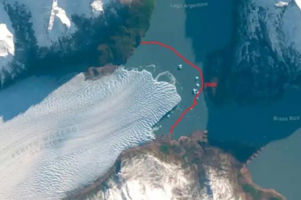 El retroceso del glaciar Perito Moreno ya puede observarse desde el espacio